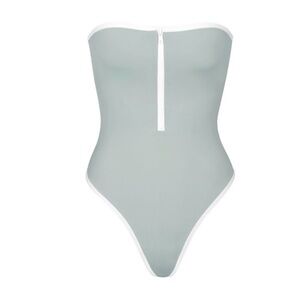 NWT SKIMS Pacific Blue Sporty Zipper Strapless One Piece Bathing Suit Size 2X